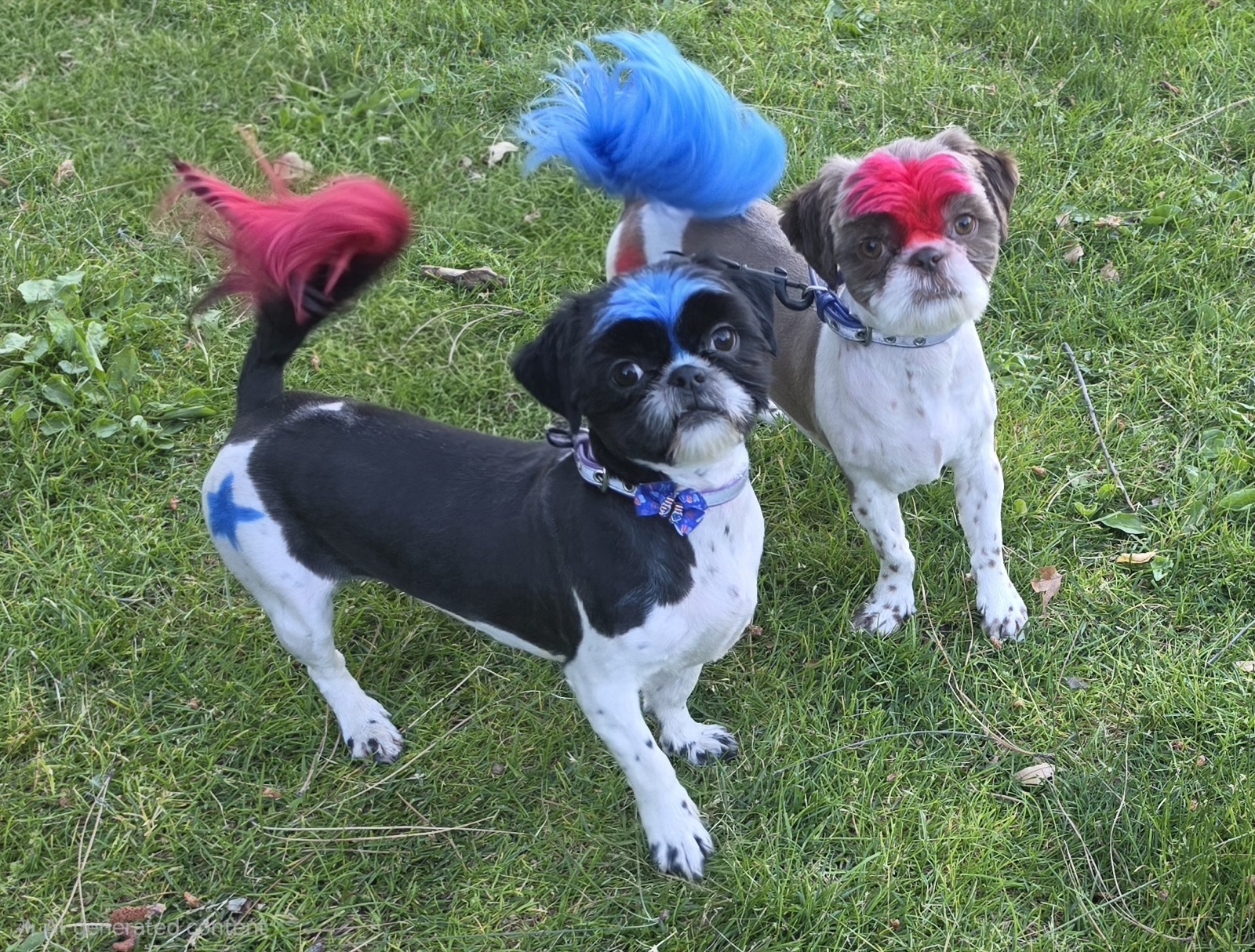 Blue & red mohawk crew